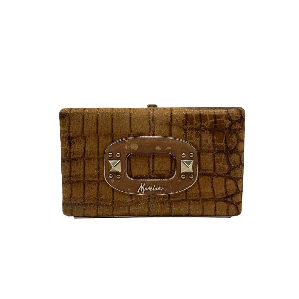 Guess by Marciano Tan Embossed Framed Clutch